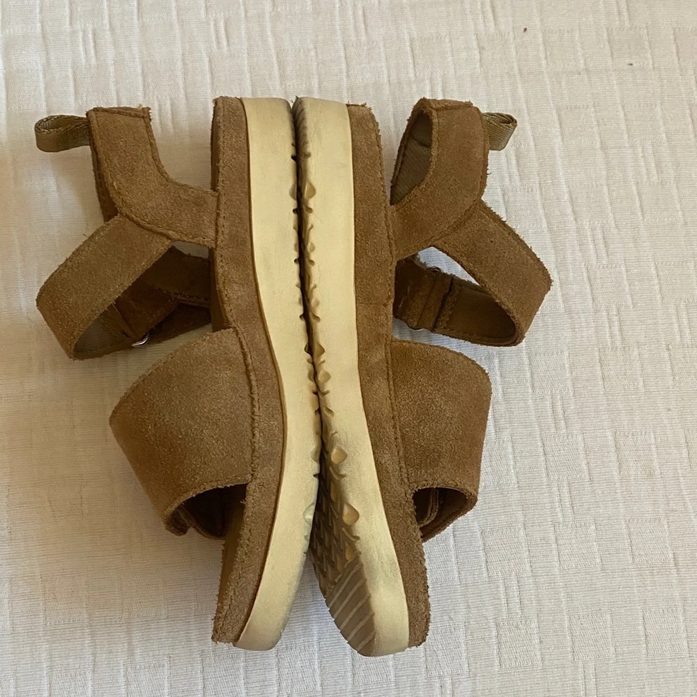 UGG Kids Brown Suede Adjustable Strap Sandals